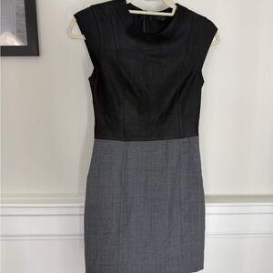 Theory Mini leather black and gray suit dress